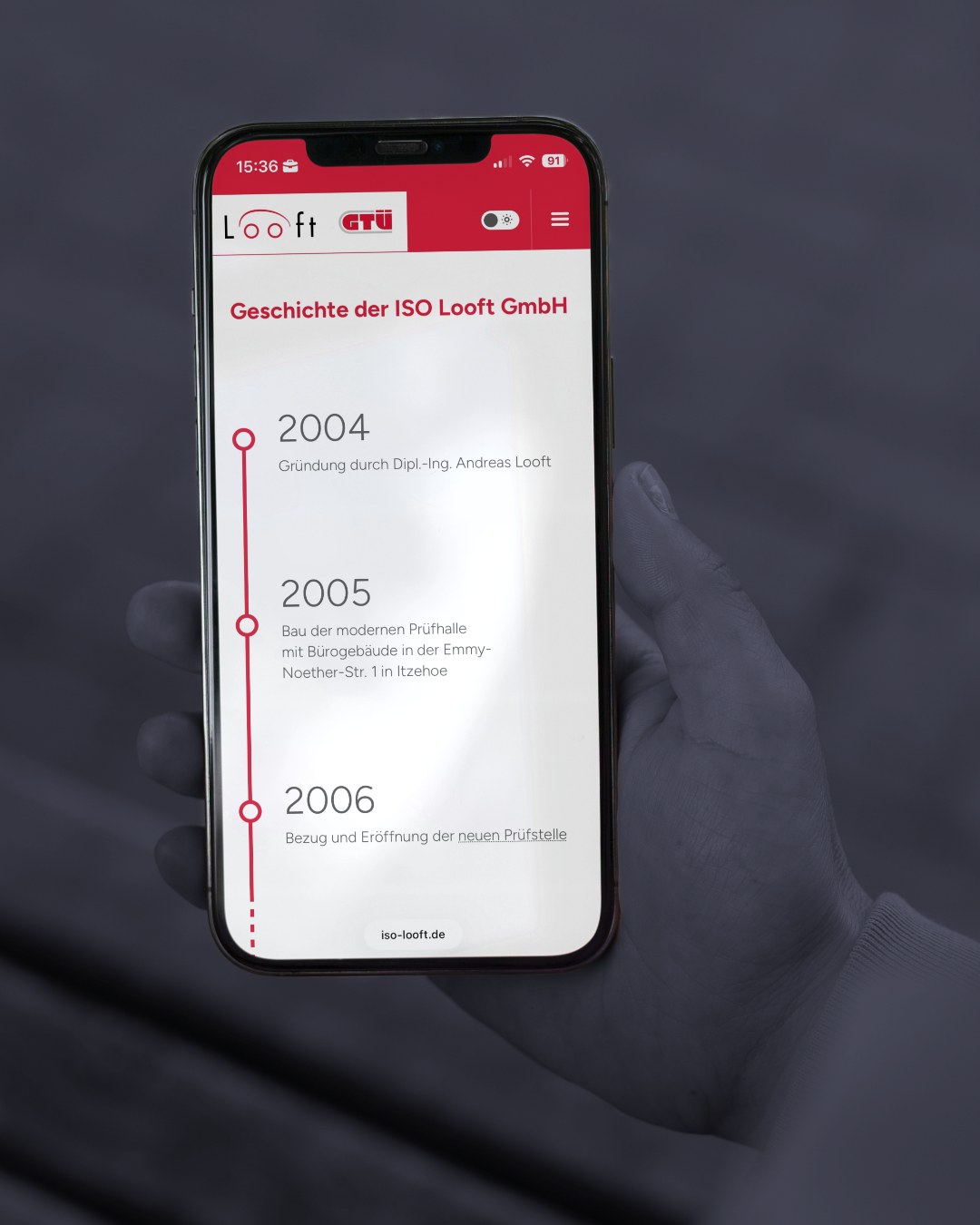 Firmengeschichte von ISO Looft auf Smartphone
