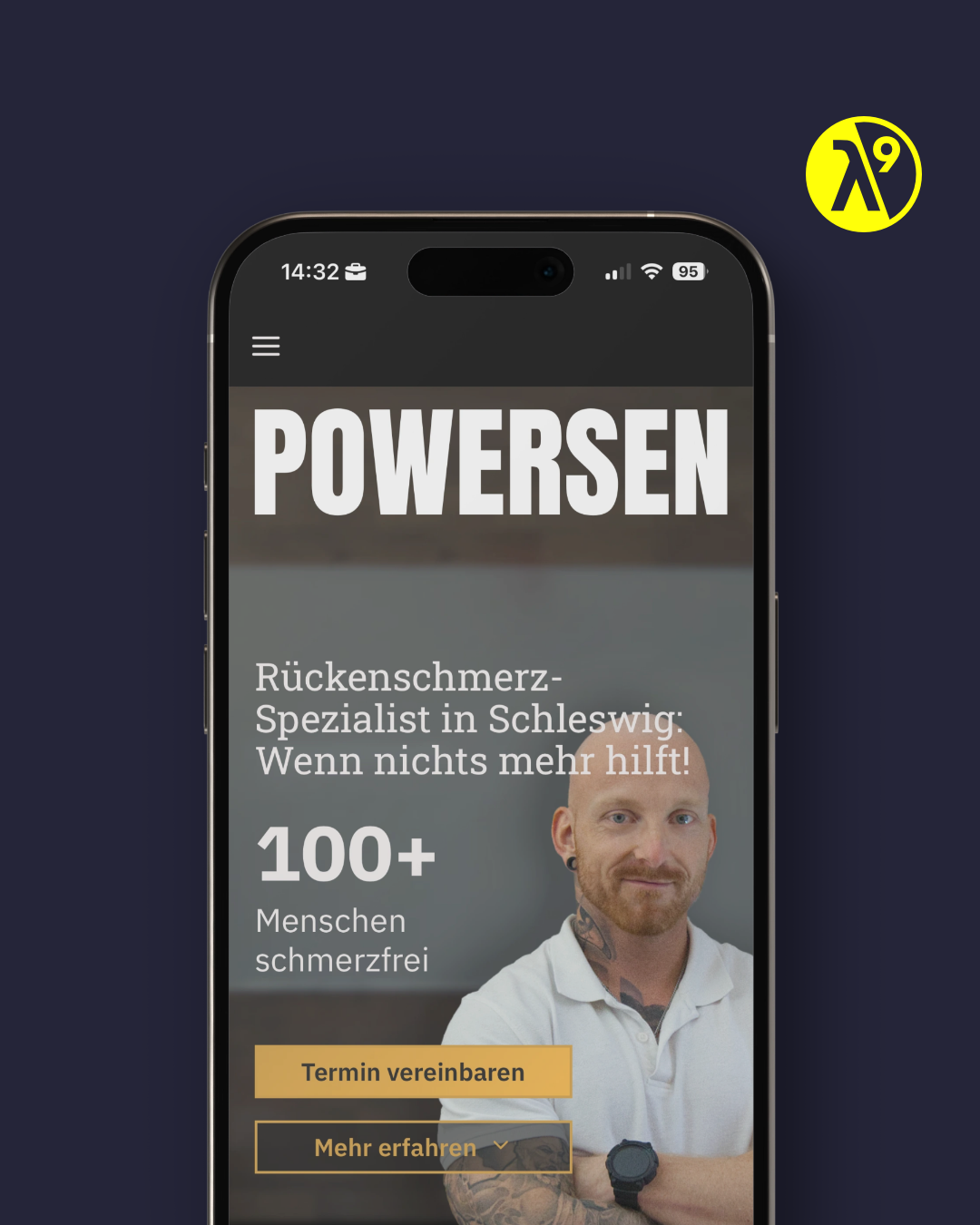 Powersen-Startseite auf Smartphone
